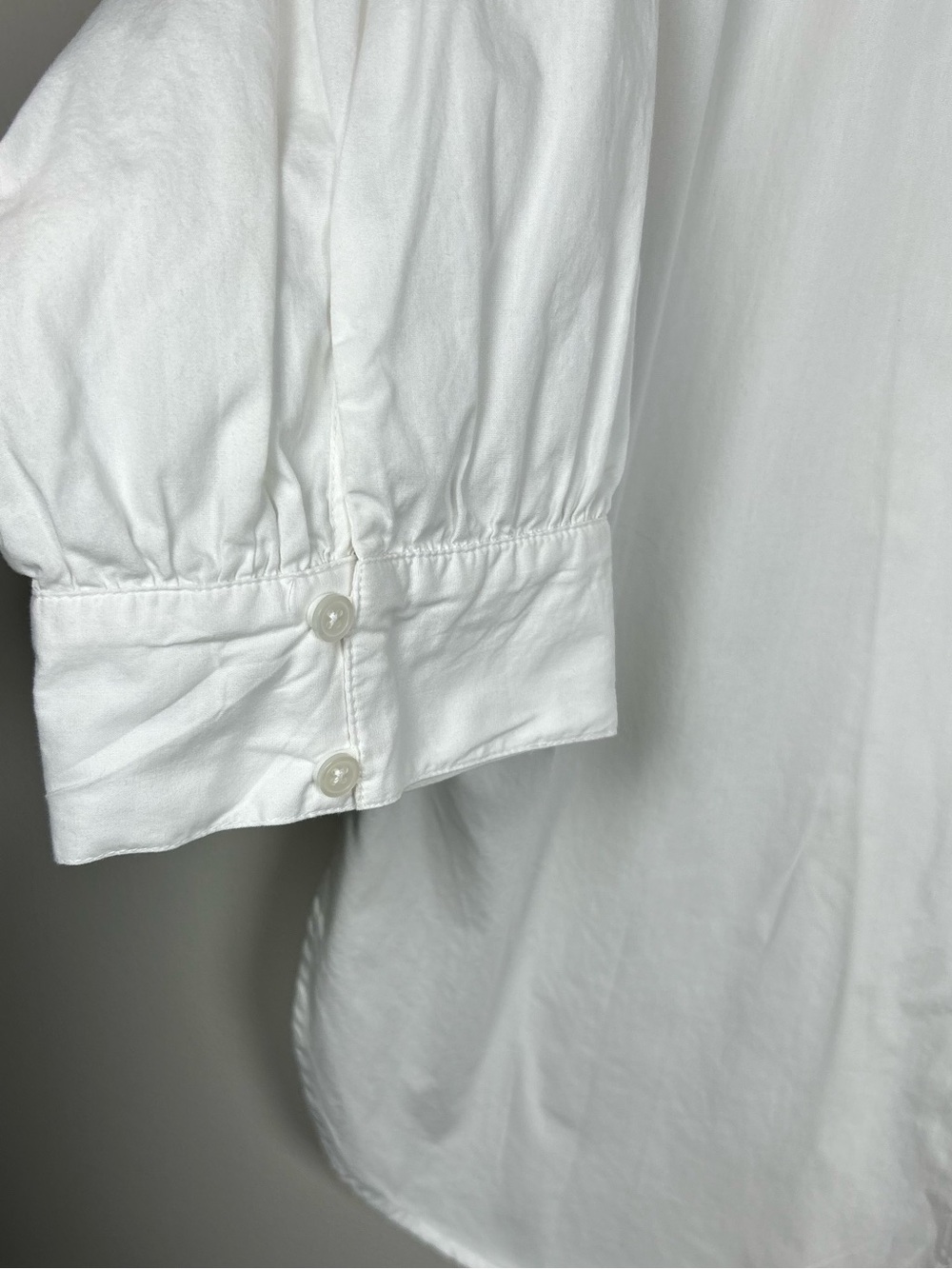 Maeve Anthropologie Poplin Puff Sleeve Button Down 100% Cotton White Shirt - Picture 5 of 15